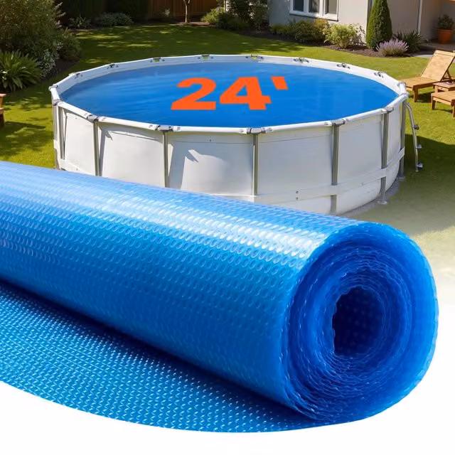 Telo Termico per Piscina Rotonda 7315 mm Coperta Solare a Bolle in PE Blu 200-24 Durevole per Giardino