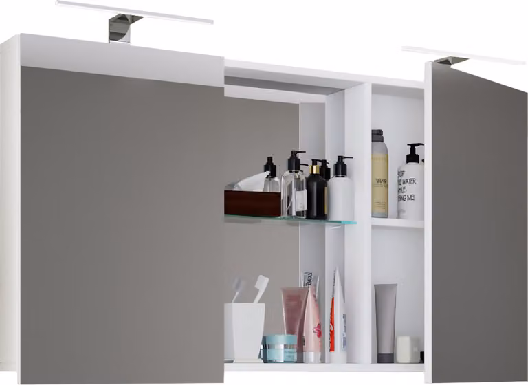 Armadio bagno senza tempo | Dimensioni ca. H. 59 x W. 112 cm D. 12 cm | Due porte con vano portaoggetti | Armadio a specchio - Budasi