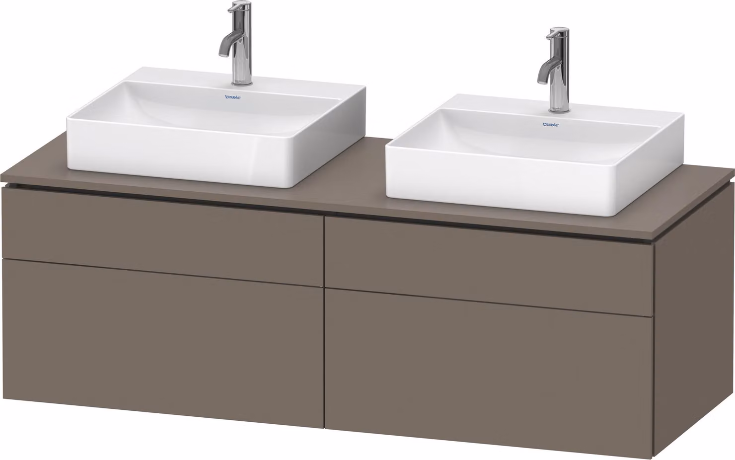 Duravit L-Cube Meuble sous-lavabo en console suspendu, avec plan de toilette en console, 4 tiroirs, pour deux vasques, 1420x482x550mm, LC4872B90900000, LC4872B90900000