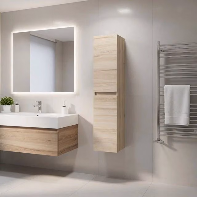 Colonna bagno sospesa mod. LOFT cm. 130 - Rovere Bianco