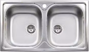 Lavello da incasso a due vasche Apell in acciaio inox color argento L: 86 cm, P: 50 cm – 1