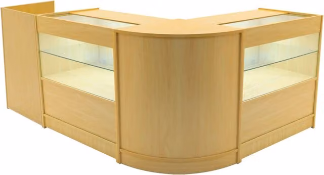 Set di Banconi per Negozi Phoenix LED C900 Monster Shop in Acero con Vetrina e Serrature, L/P/H: 60 x 90 x 90 cm