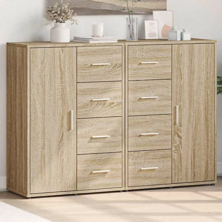 Set di 2 credenze vidaXL in legno multistrato color rovere sonoma, L 60 cm, P 31 cm, H 84 cm