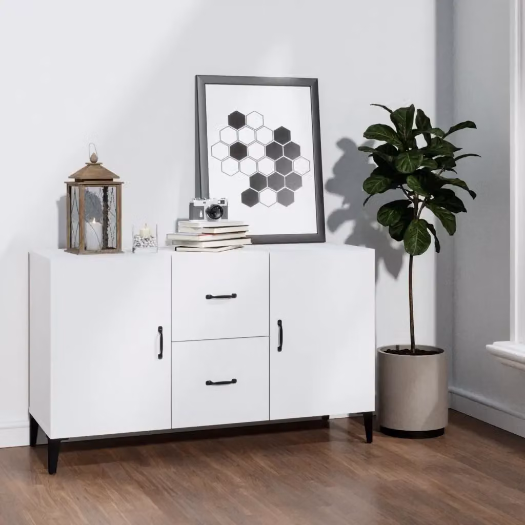 Credenza Buffet da pranzo Bianca in Legno Multistrato L: 100 cm, P: 36 cm, H: 60 cm – 2