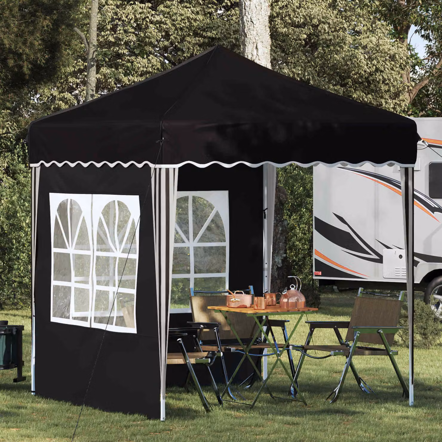 Tenda per feste pop-up vidaXL in tessuto Oxford e acciaio, Nero, L 195 x P 195 x H 245 cm
