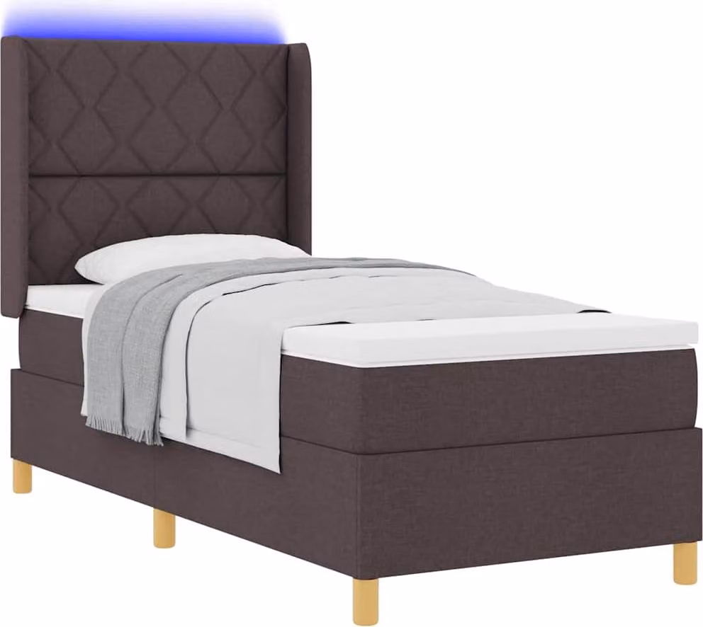 SYFAX™ Letto a molle con materasso Marrone 140 x 190 cm Tessuto