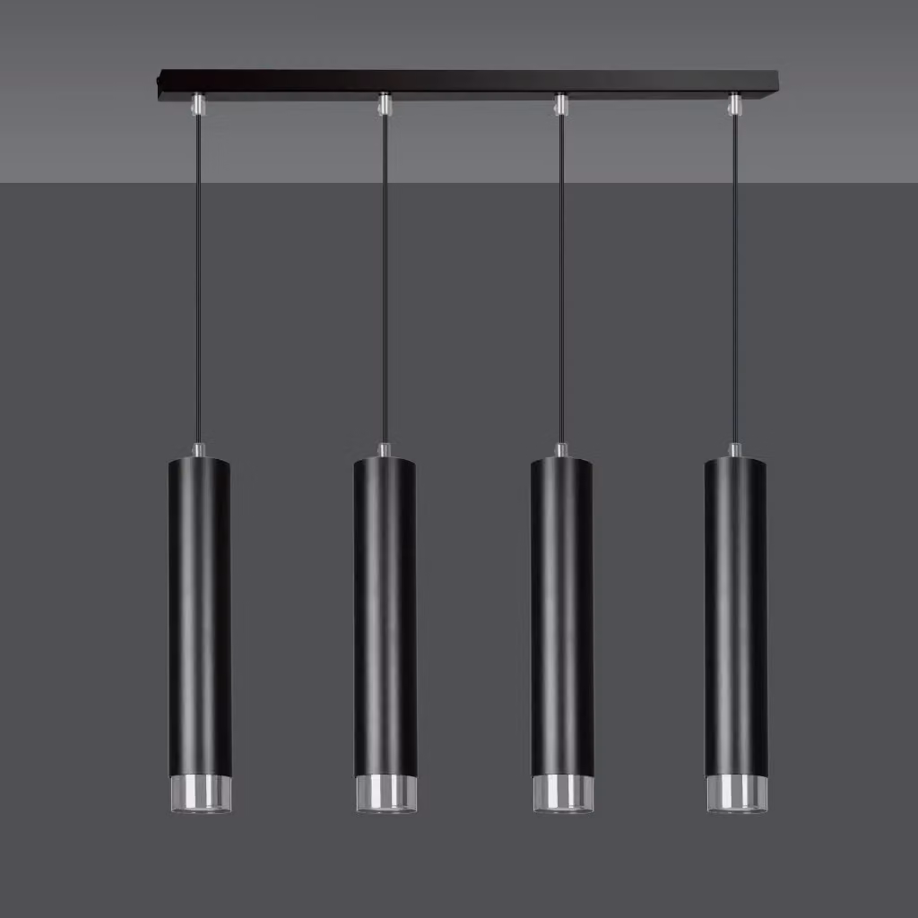 Lampadario sospeso moderno Emibig Kibo in metallo nero e cromo con 4 lampadine GU10, regolabile e dimmerabile – 2