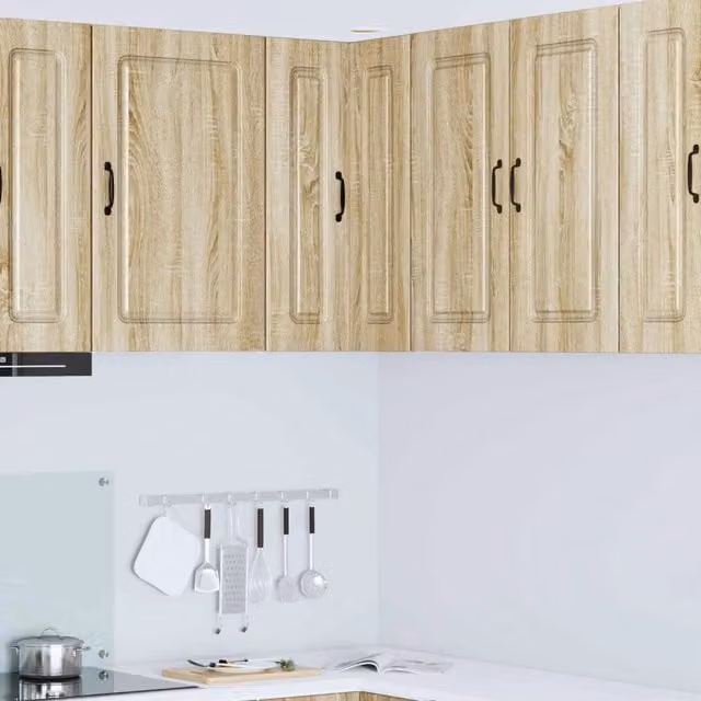 Mobile da cucina d'angolo moderno vidaXL in legno color rovere con ante a battente e ripiani interni, L/P/H: 57 x 57 x 80 cm
