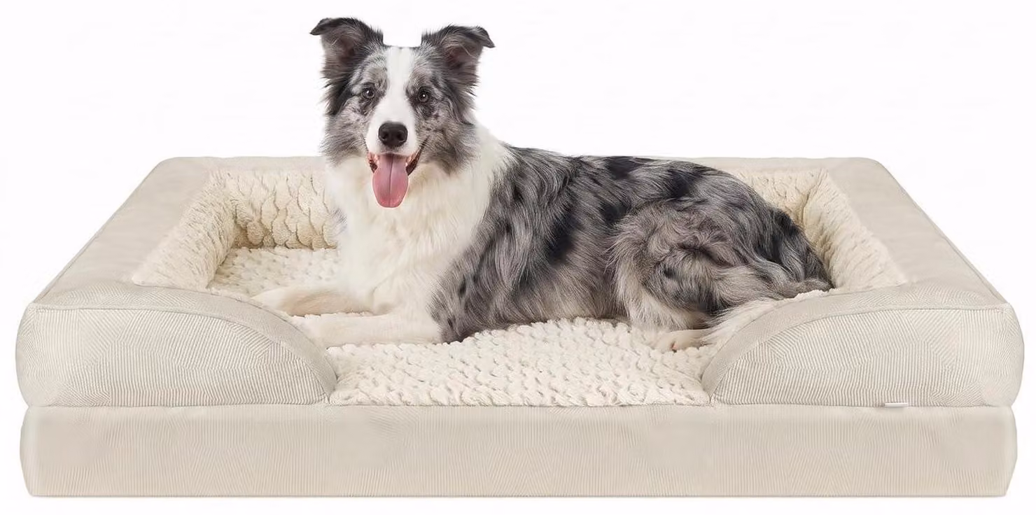 Cuccia ortopedica per cani, 89x64x17 cm, color beige