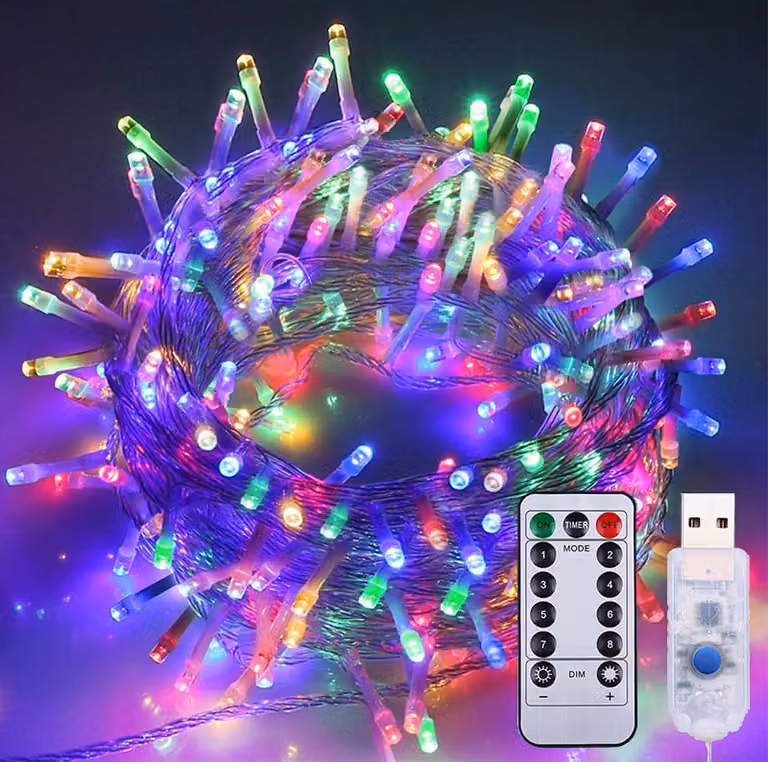 Luci di fata 5M 50 LED 8 modalità di luce USB impermeabile con telecomando per festa Natale matrimonio decorazione, colorato
