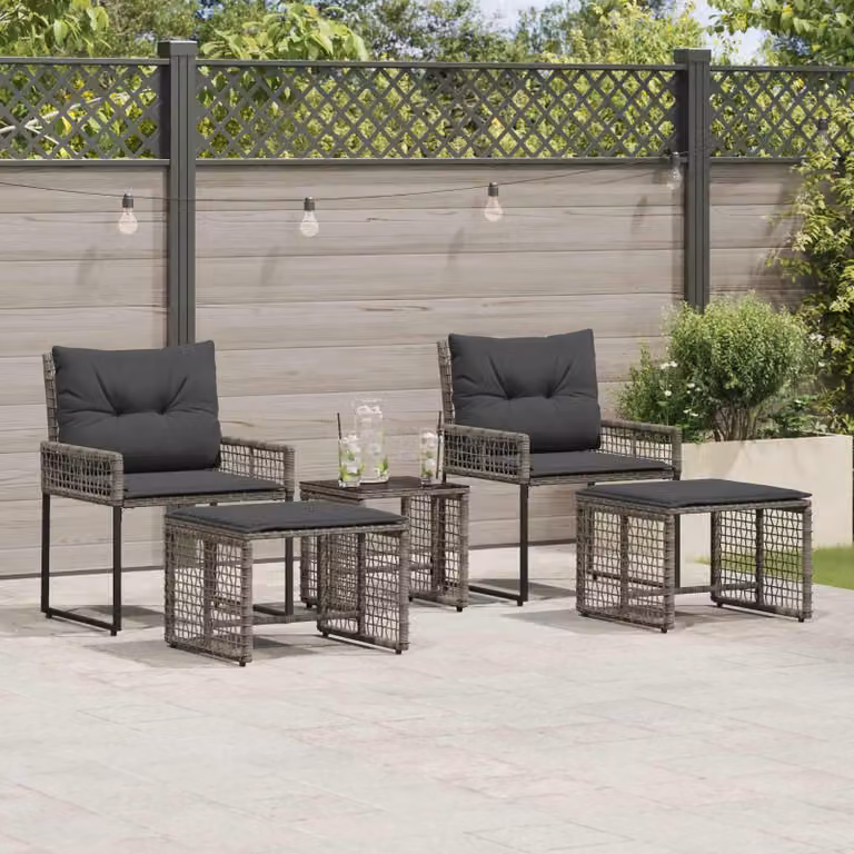 Maison Exclusive - Set di mobili da giardino, 5 pezzi, colore grigio