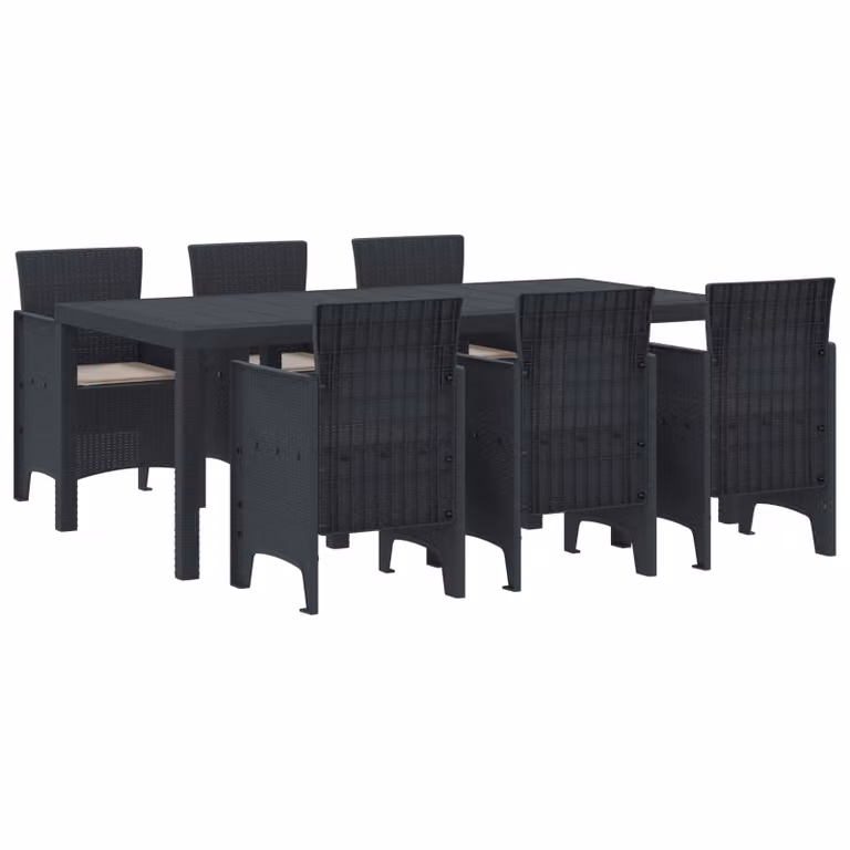 vidaXL Set da Pranzo per Giardino e Terrazzo 7 pz in Polipropilene Antracite Opaco