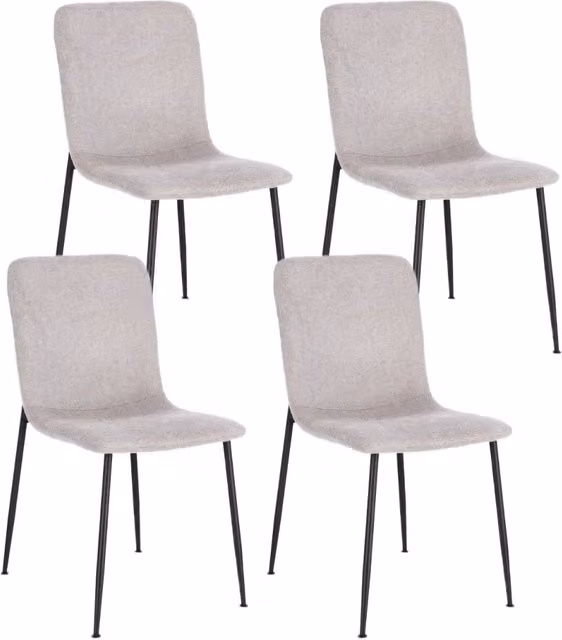 Set 4 Sedie 44x56x81 cm Rinas in Tessuto Grigio Chiaro