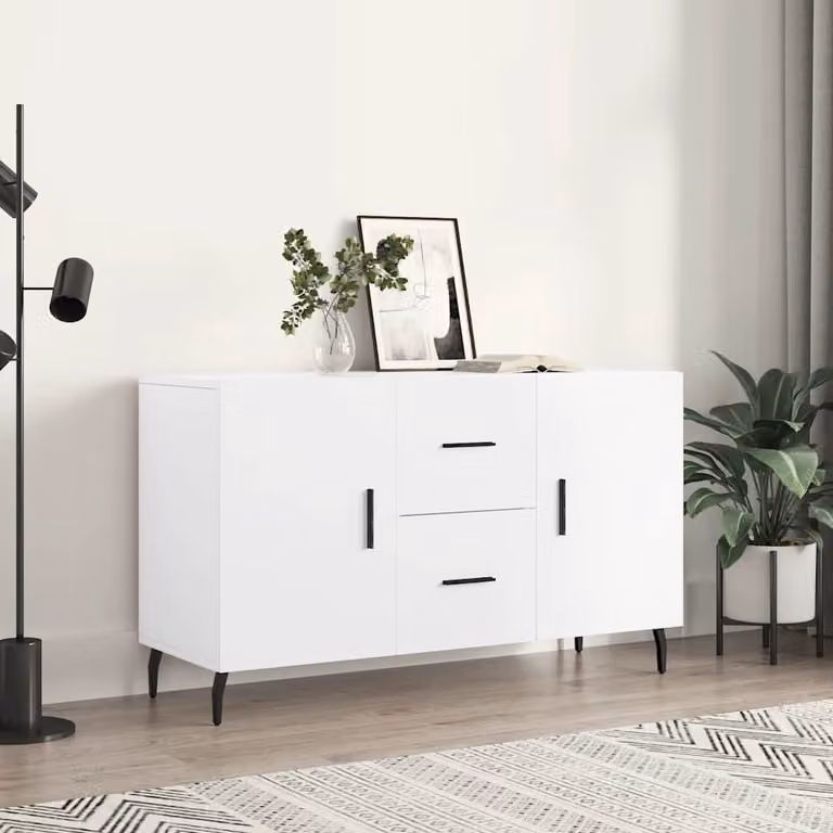 Credenza moderna vidaXL bianca in legno e metallo L 100 x P 36 x H 60 cm