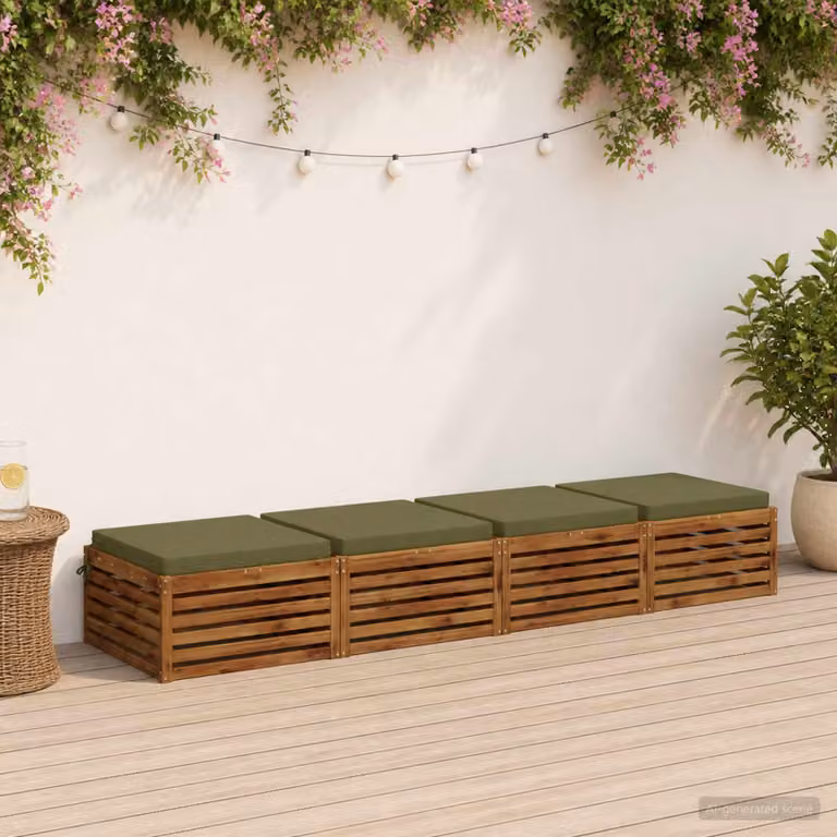 Set di 4 cuscini per sedia quadrati vidaXL in poliestere verde con rivestimento lavabile e resistente ai raggi UV