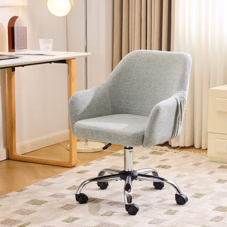 Sedia da scrivania Alightup con braccioli, sedia girevole con rotelle, poltrona, colore azzurro-verde