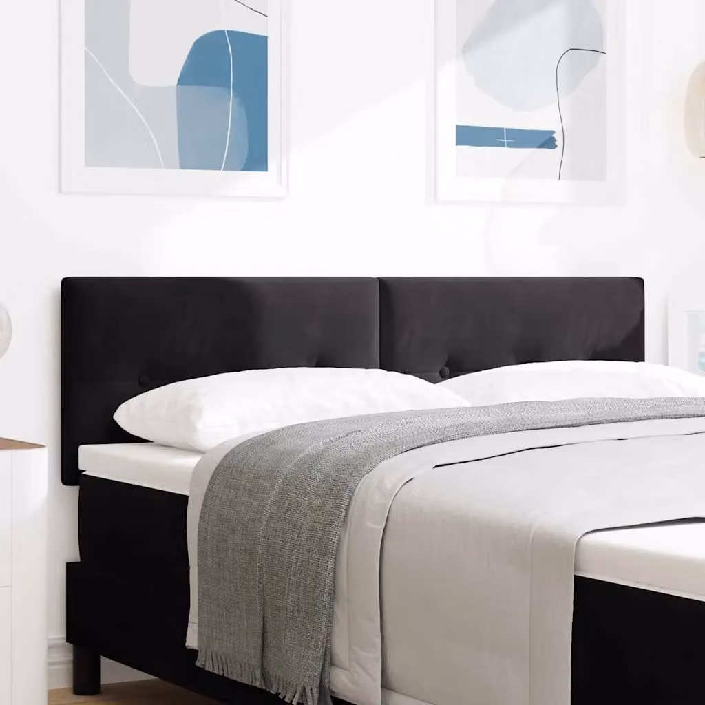 Testiera per letto vidaXL con illuminazione LED integrata in velluto nero, Larghezza: 160 cm