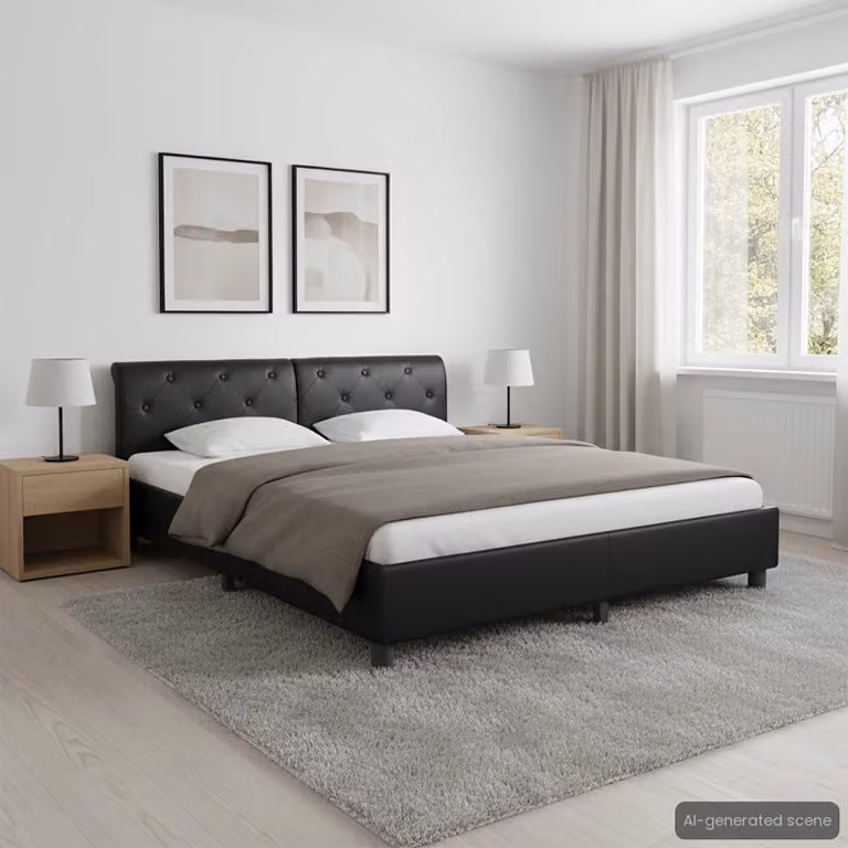 Giroletto vidaXL in similpelle nero con struttura in legno e metallo L/P/H: 200 x 180 x 184 cm