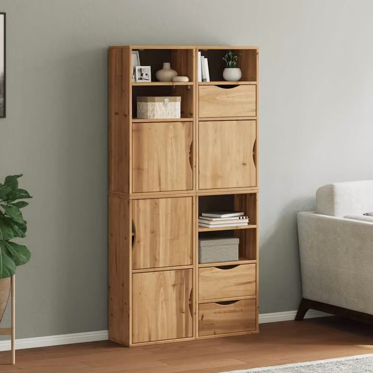 Set di 4 armadietti laterali ODDA vidaXL in legno di pino cerato marrone, L/P/H: 40 x 24 x 79 cm