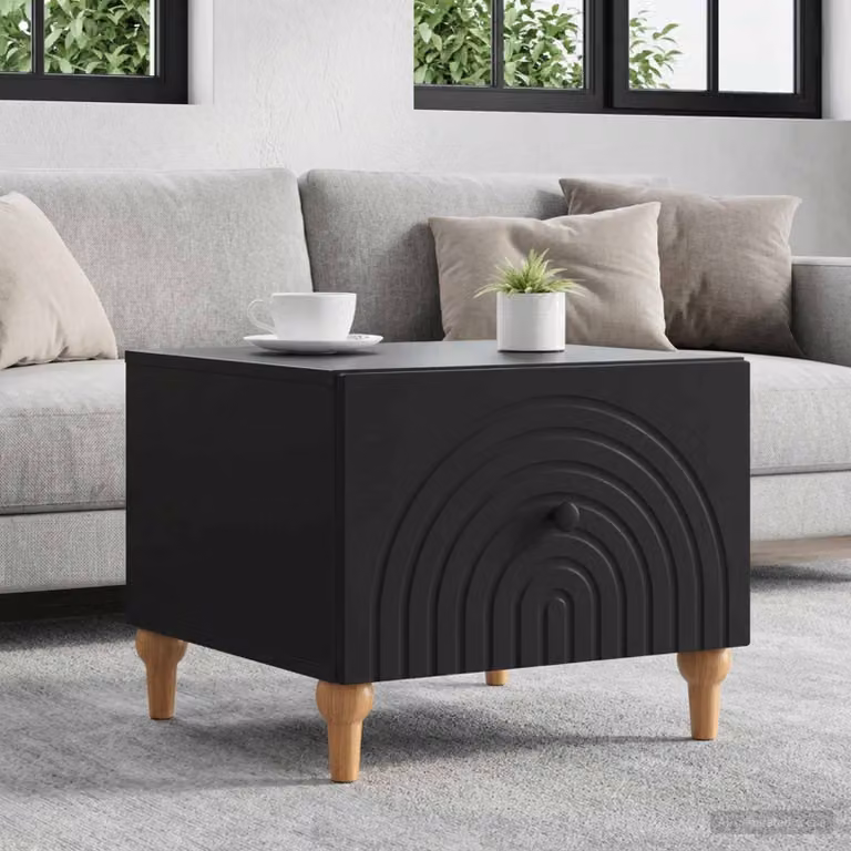 vidaXL Tavolino da salotto moderno rettangolare in legno MDF nero L: 49 cm, P: 50 cm, H: 40 cm