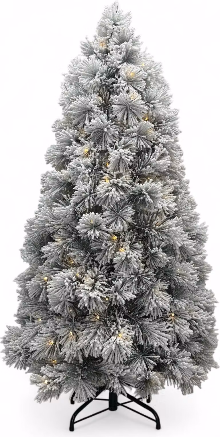 Albero di Natale artificiale con neve e luci 180 cm