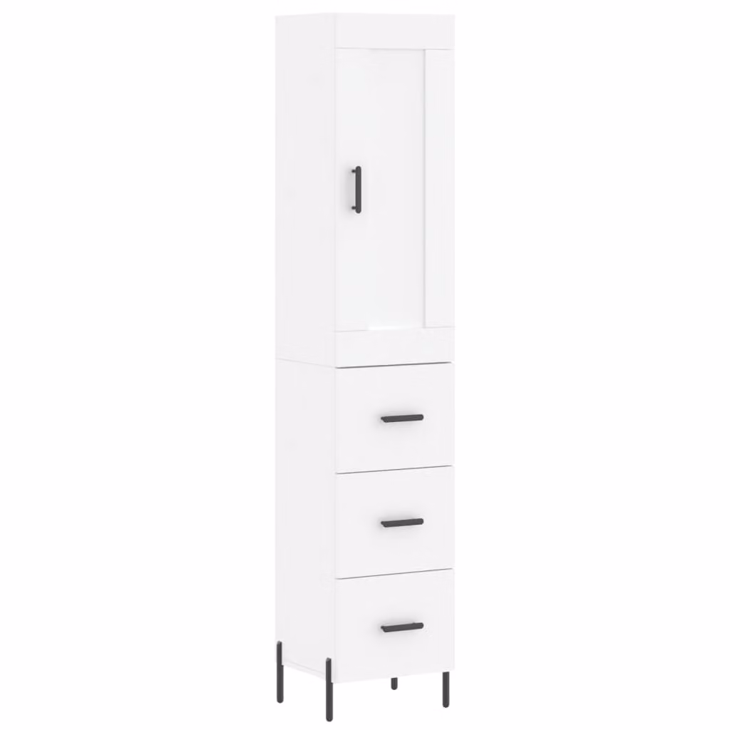 Credenza Bianca 34,5x34x180 cm in Legno Multistrato
