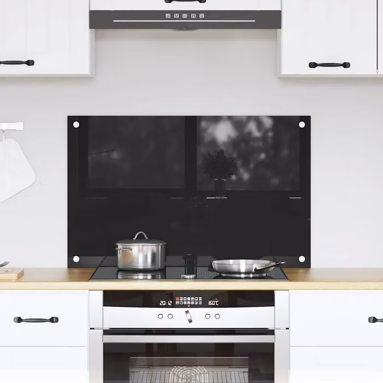 Schienale da cucina vidaXL in vetro temperato Nero L: 80 cm, P: 50 cm