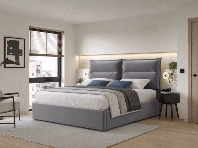 letto imbottito velluto grigio 140x200 cm
