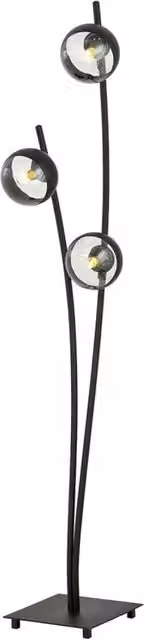 Piantana Contemporaneo Oceano Acciaio Nero Trasparente 3 Luci E14 Ip20