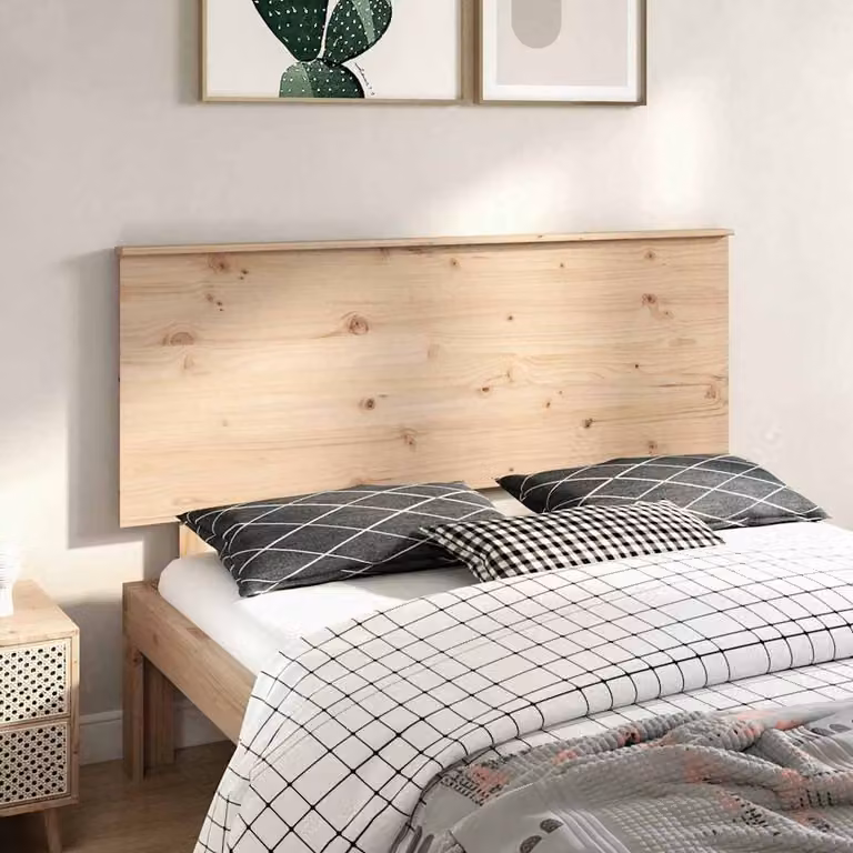 Testiera per Letto vidaXL in Legno Massello di Pino Naturale, Stile Rustico, L: 154 cm, H: 82,5 cm, P: 6 cm