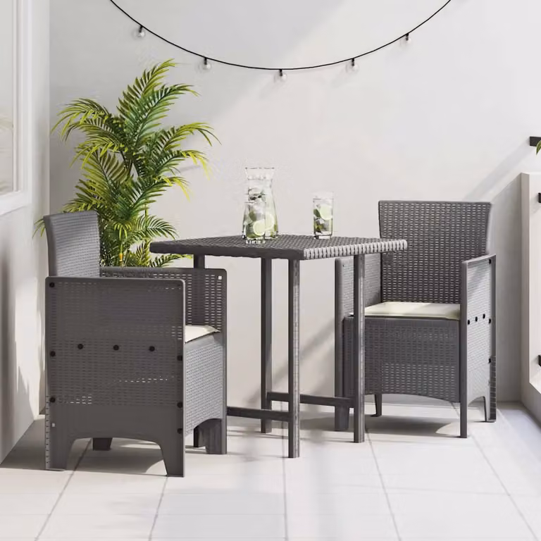 Set di 2 sedie da giardino vidaXL in polipropilene grigio chiaro con braccioli e resistenza alle intemperie