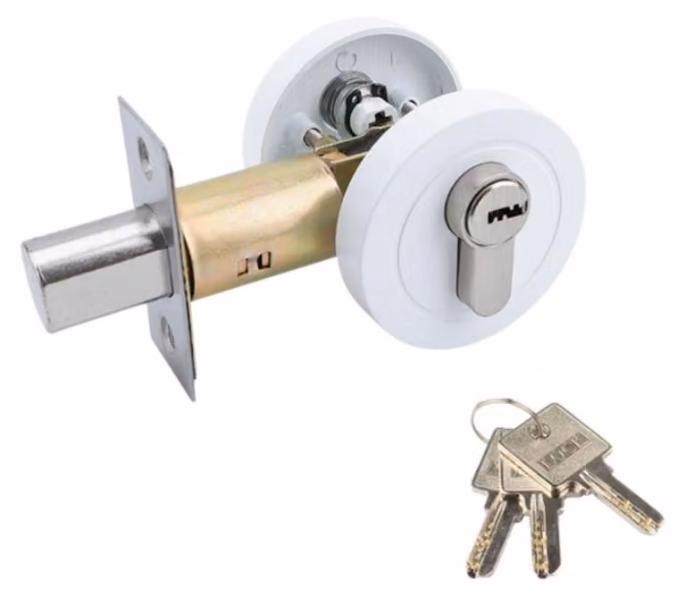 INF Serratura a Chiave Monofacciale a Incasso - Chiusura Privacy in Lega di Zinco per Porte da Bagno e Camera, Design Circolare a Incasso Bianco
