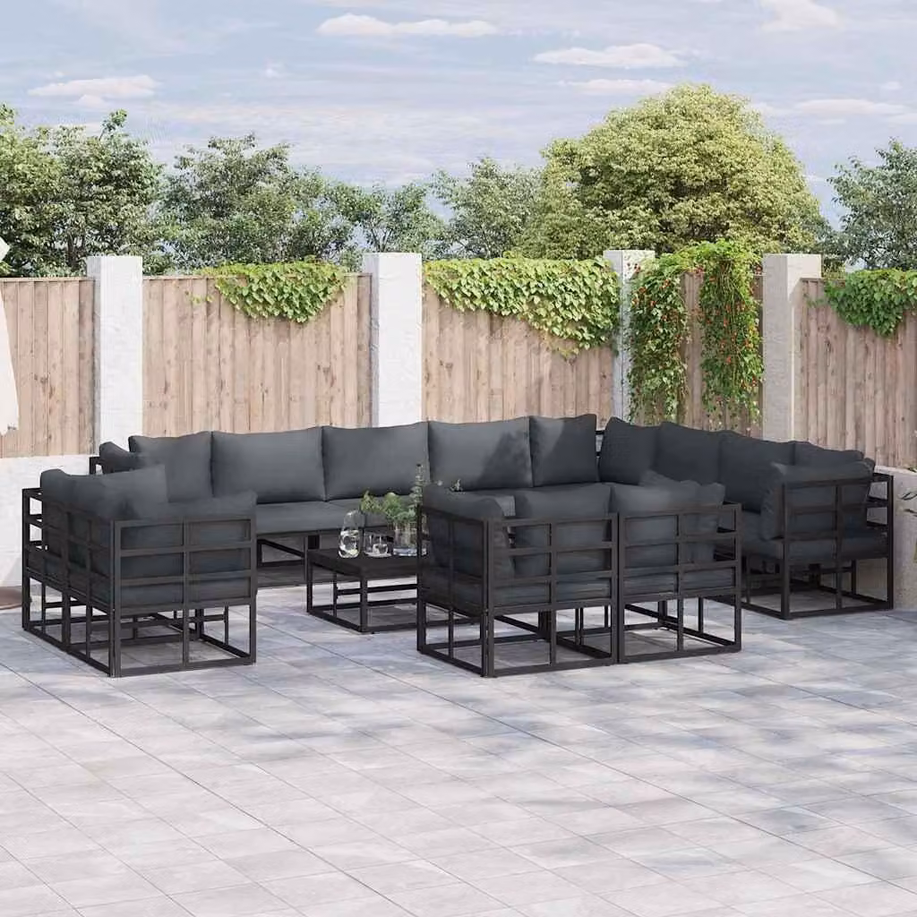 Maison Exclusive - Set da giardino composto da 13 pezzi, colore nero, in alluminio