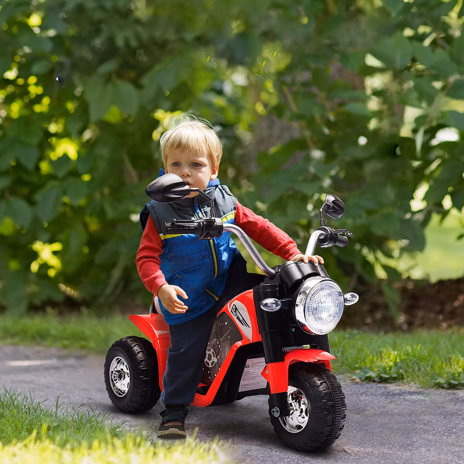 Moto Elettrica HOMCOM per Bambini 18-36 Mesi con 3 Ruote, Luci e Suoni, Batteria Ricaricabile 6V, Rossa, L 72 x P 57 x H 56 cm – 2