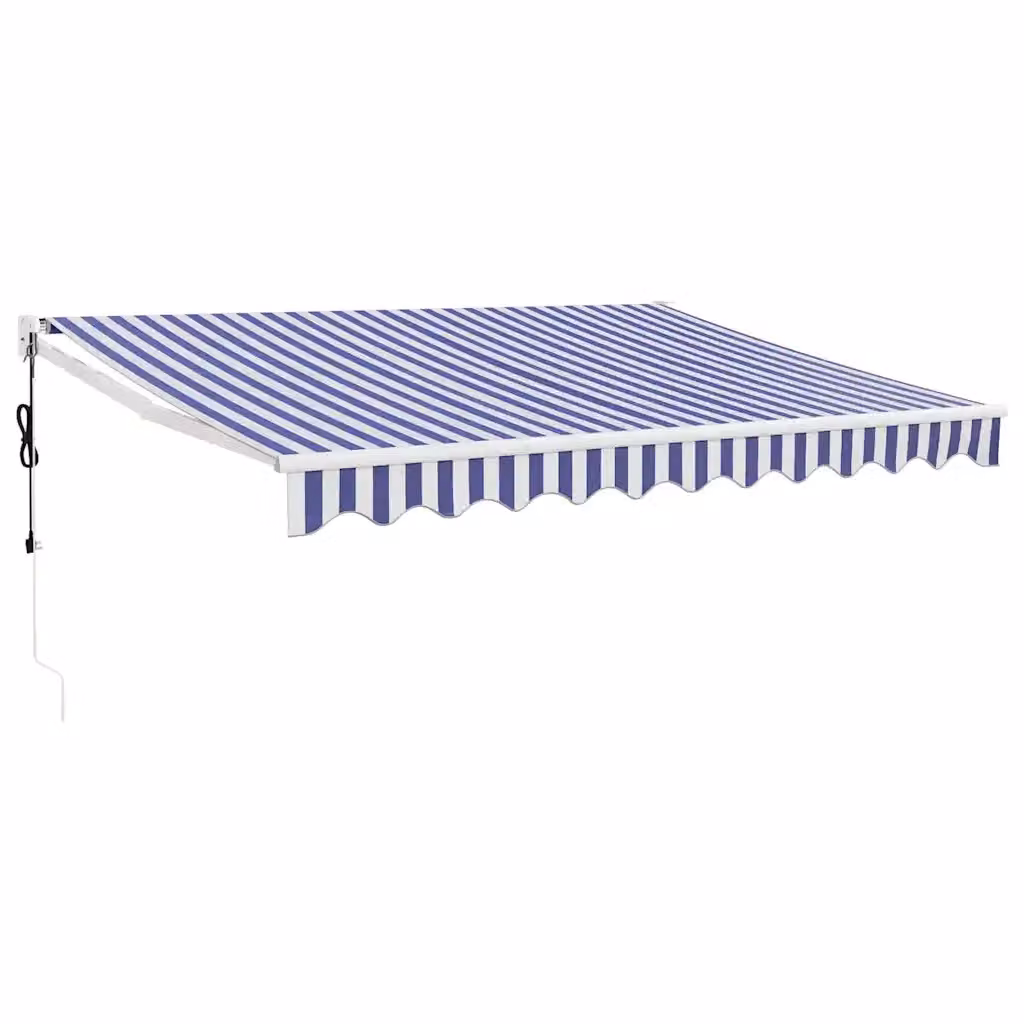 Tenda da sole automatica retrattile VIDAXL in alluminio e poliestere, colori blu e bianco, L: 3,5 m x P: 2,5 m – 2