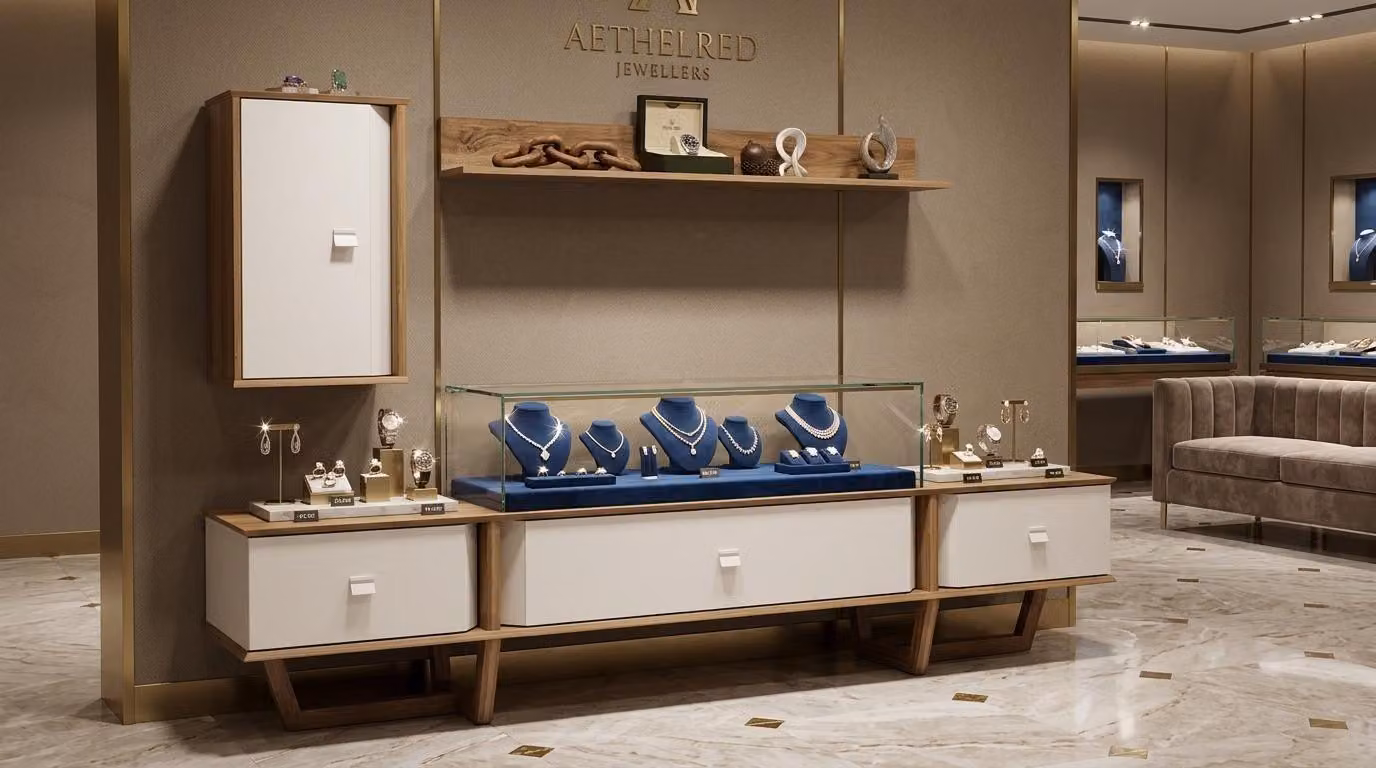 TV Board Wandschrank Wandregal Stil modern braun Wohnzimmer geräumig