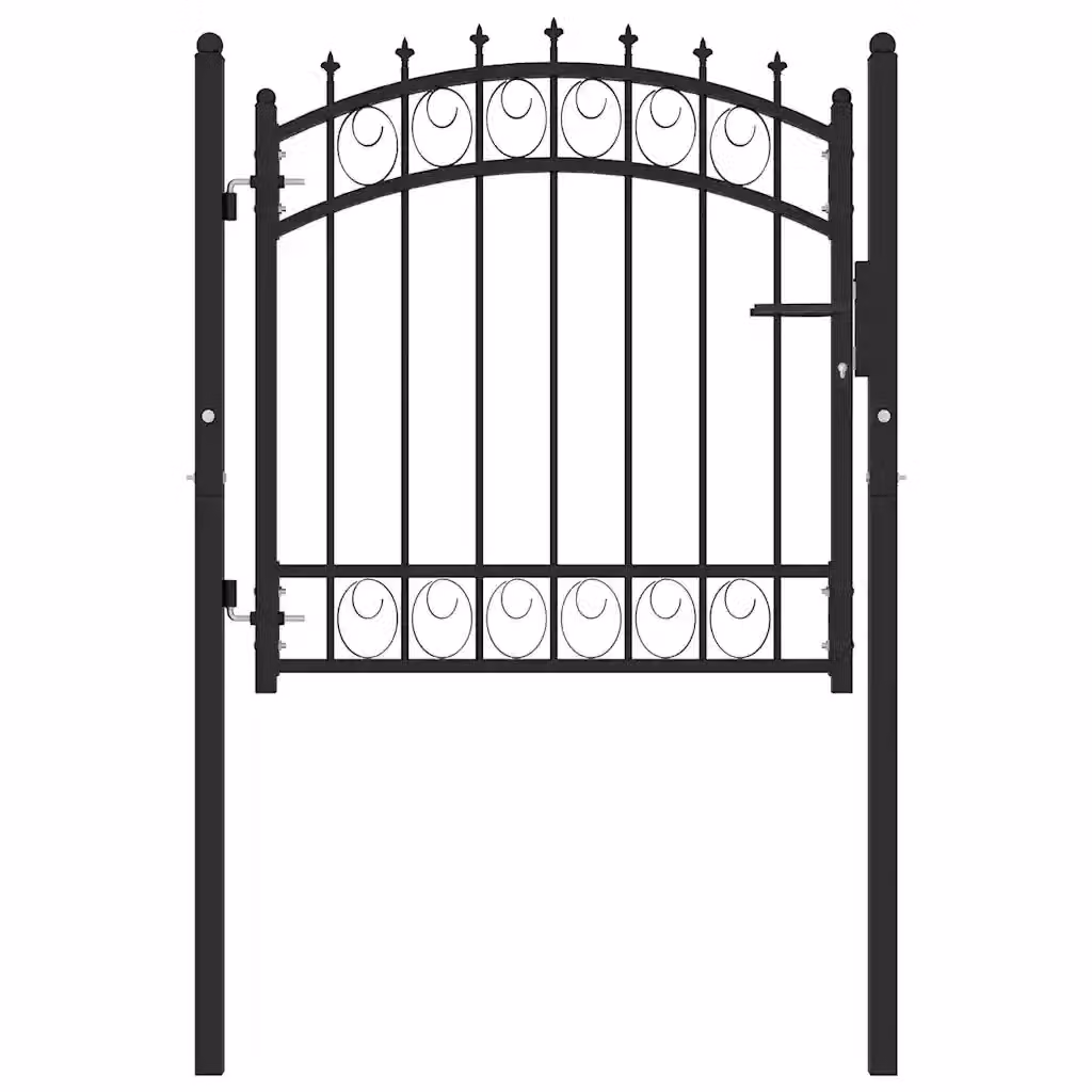 Cancello singolo a battente vidaXL in acciaio nero, L: 104 cm, H: 97 cm – 2