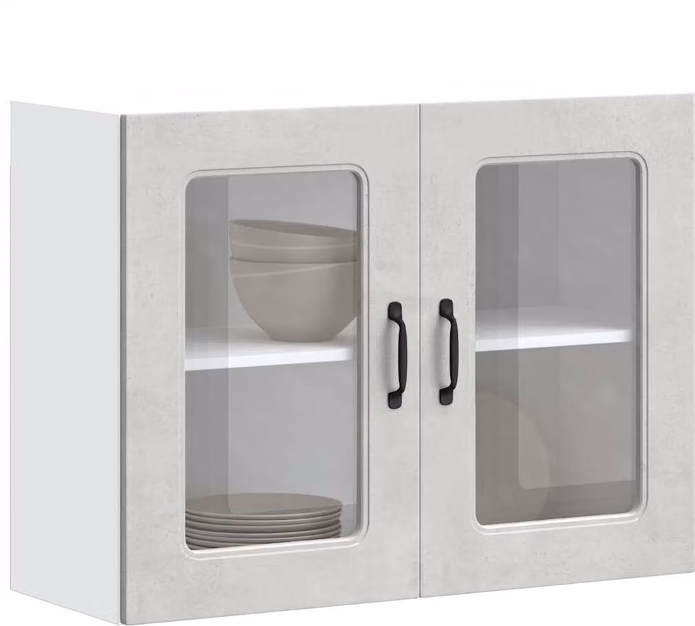 Pensile da Cucina con Porta in Vetro Kalmar Grigio Cemento