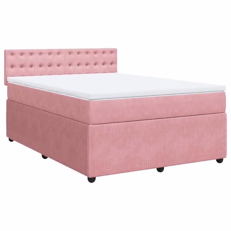 Giroletto a Molle con Materasso Rosa 140x200 cm in Velluto