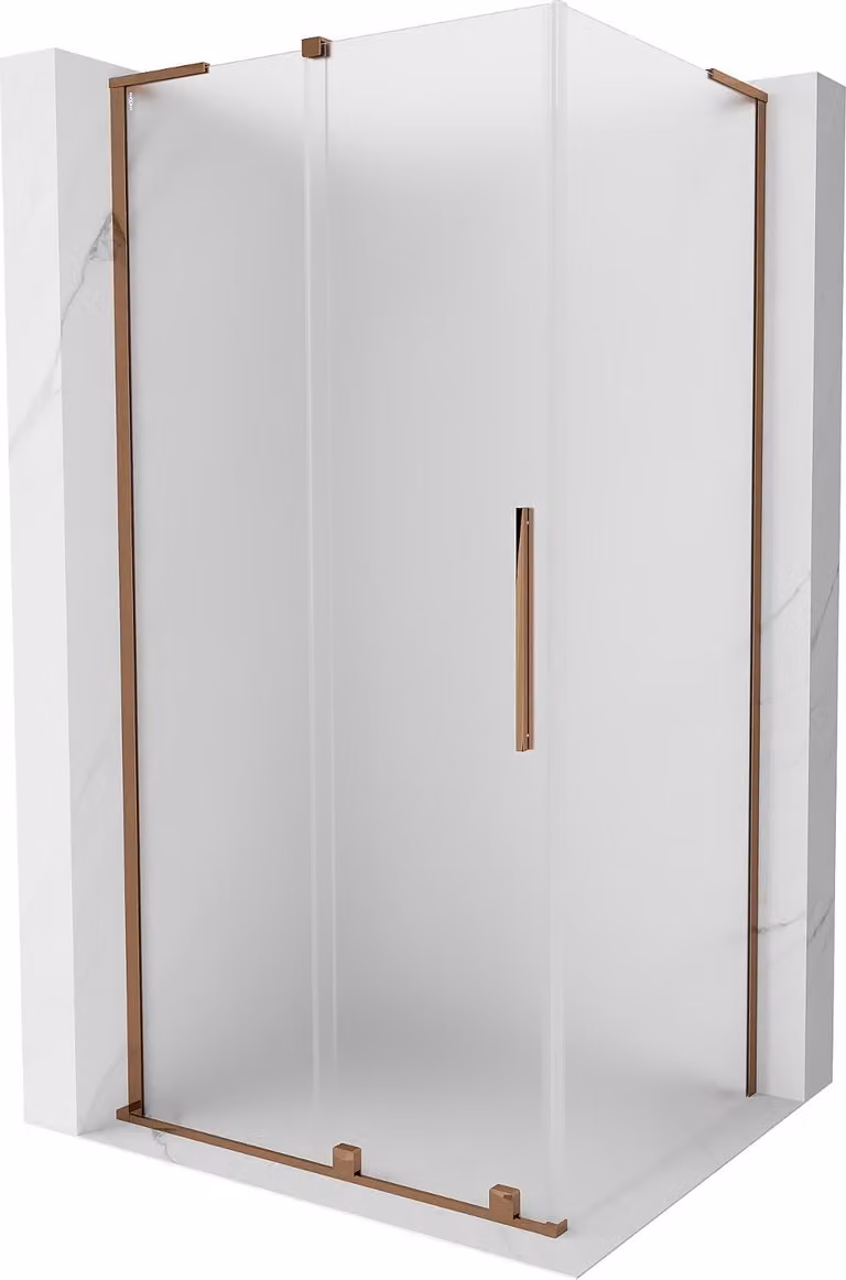 Mexen Velar L cabina doccia scorrevole 100 x 110 cm, sabbiato, oro rosa - 871-100-110-33-60