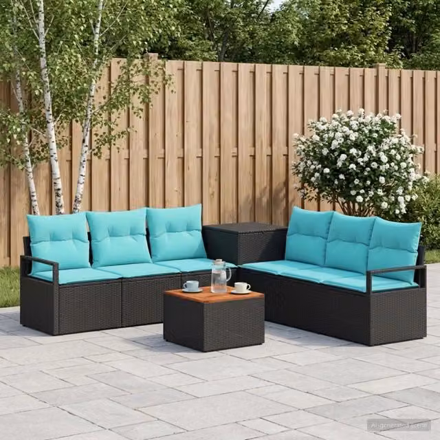 Set di divani 8 pz Nero e Blu 55 x 55 x 37 cm 3448160