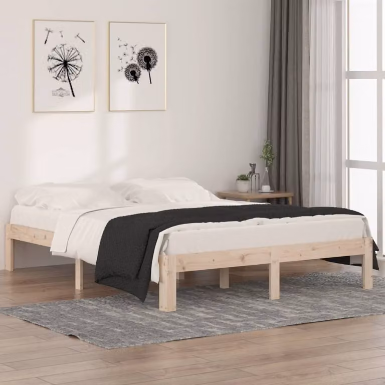The Living Store Letto in legno massiccio 150x200 cm