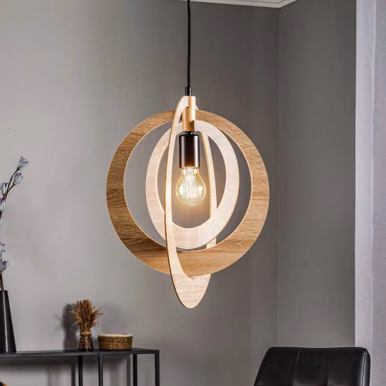 Lampada a sospensione Glam SIGMA, dimmerabile, Legno chiaro, Soggiorno / Sala da pranzo, Legno, Moderno, Lampada a sospensione