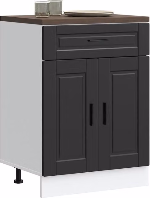 Armoire de cuisine Porto noir bois d'ingénierie