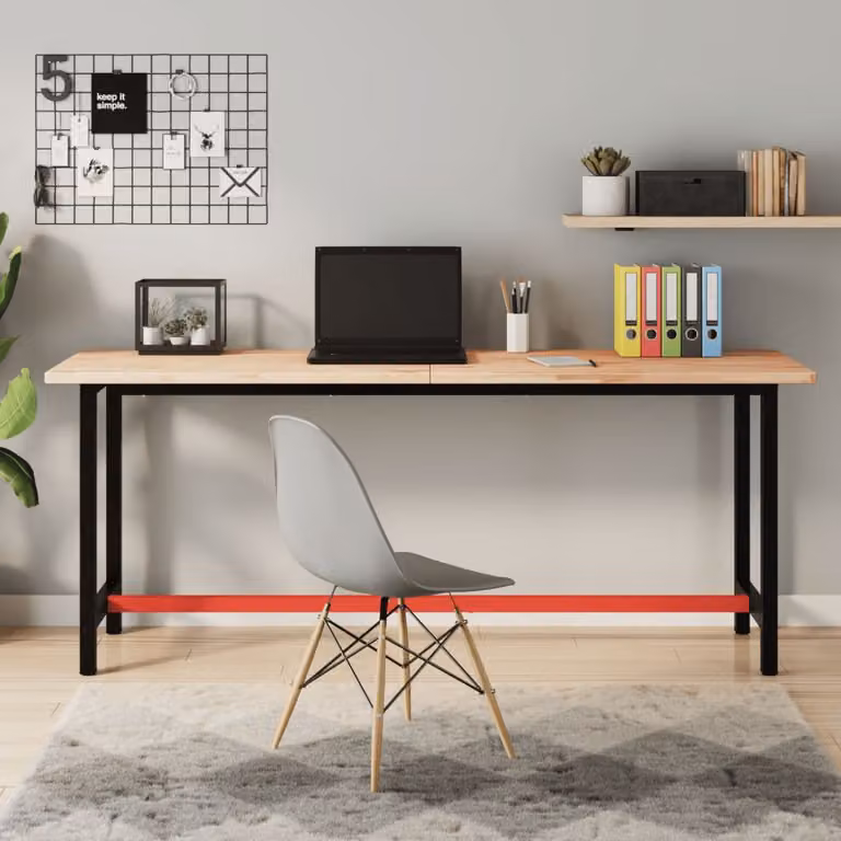 Piano per scrivania vidaXL in legno massello di faggio marrone L: 180 cm, P: 55 cm, H: 2,5 cm