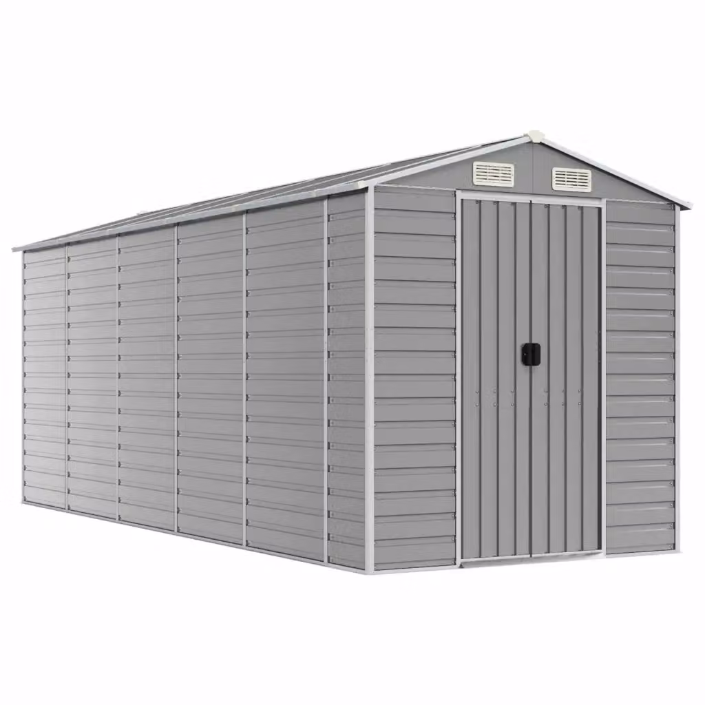 Casetta da giardino moderna vidaXL in acciaio zincato grigio L: 470 cm, P: 191 cm, H: 198 cm – 2