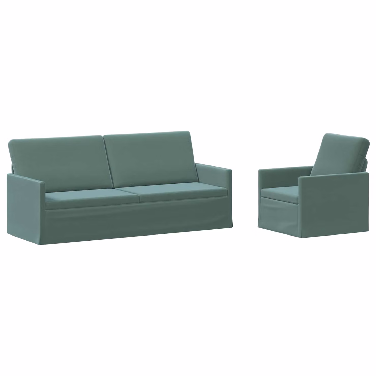 Set di 2 divani moderni vidaXL in velluto verde mare con struttura in metallo per soggiorno e ufficio