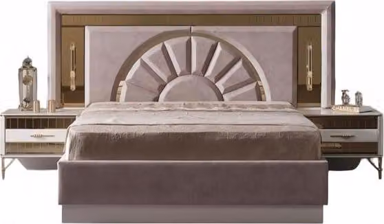 Schlafzimmer Polsterbett Möbel Set Bett 2x Nachttische Gäste Zimmer 3tlg