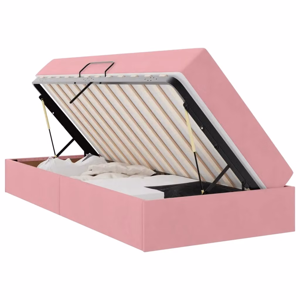 Letto con contenitore e materasso ibrido vidaXL in velluto rosa L/P/H: 200 x 100 x 43,5 cm – 2