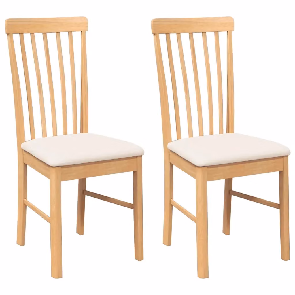 Set di 2 sedie da pranzo vidaXL in legno di Hevea con cuscini beige